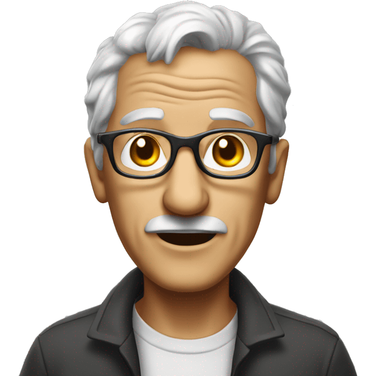 old man with salt and pepper colored hair with glasses portrait emoji