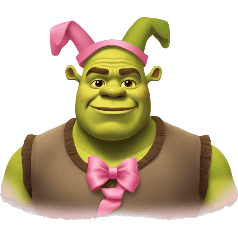 Shrek with pink bow on head emoji