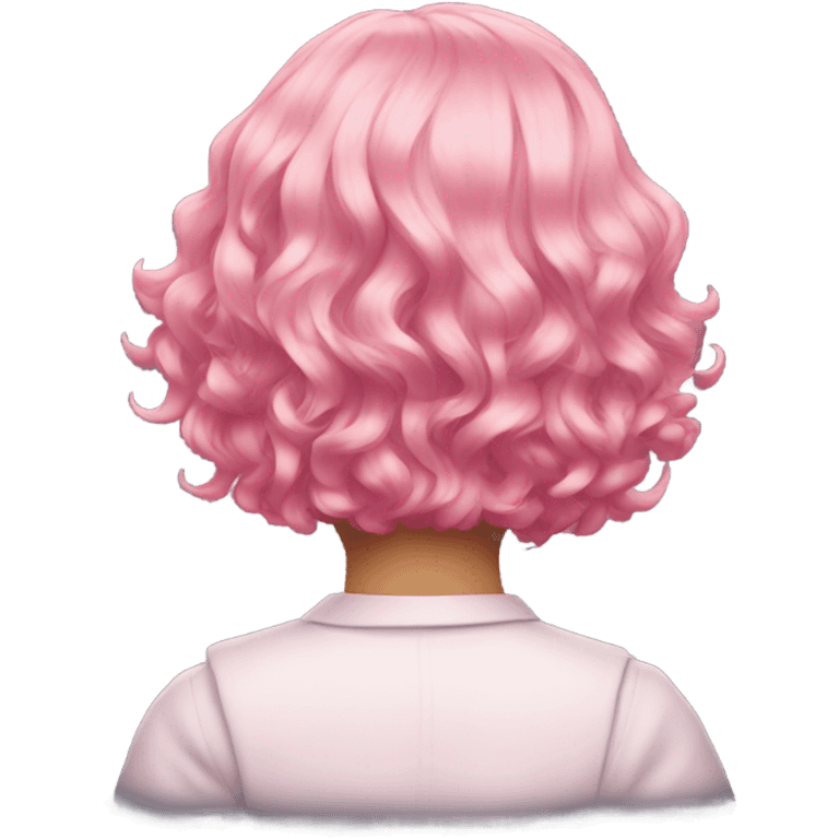 Pink wavy short hair rear view emoji