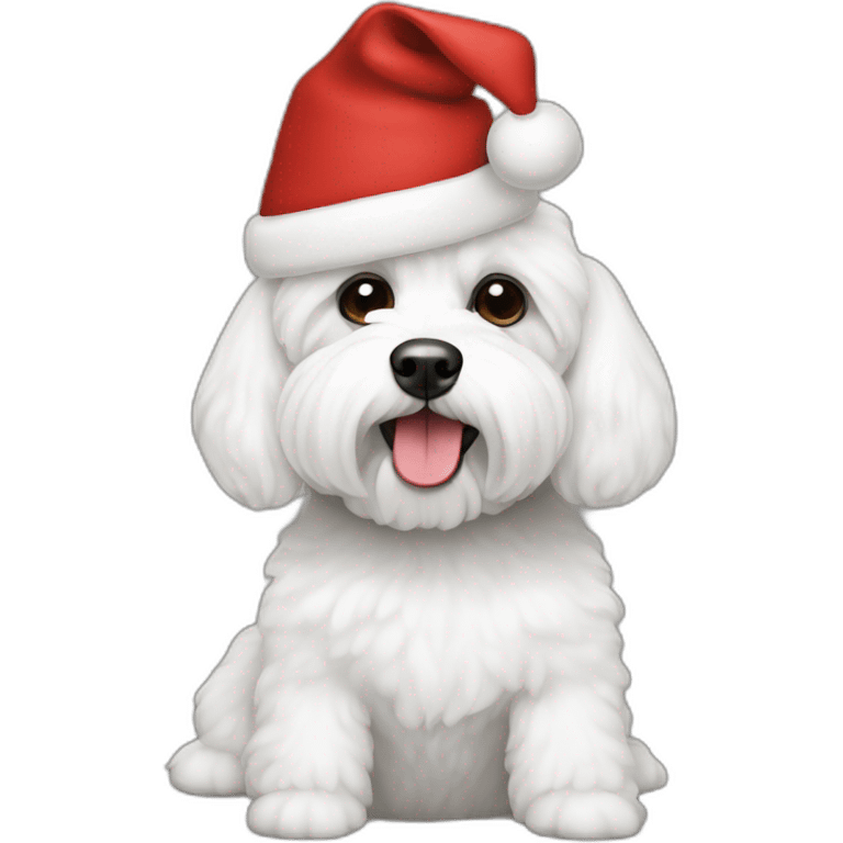 bichon dog-christmas hat emoji