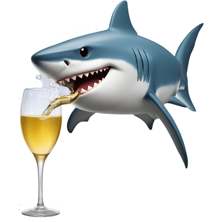 Shark drinking champagne emoji