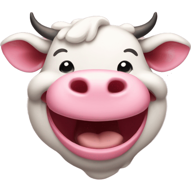 Fat pink cow laughing emoji