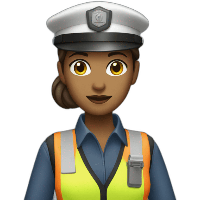 train driver woman with security vest emoji