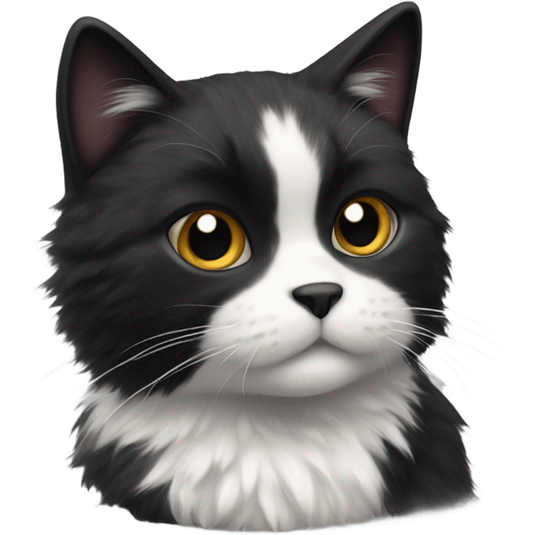 Black and white fluffy cat emoji