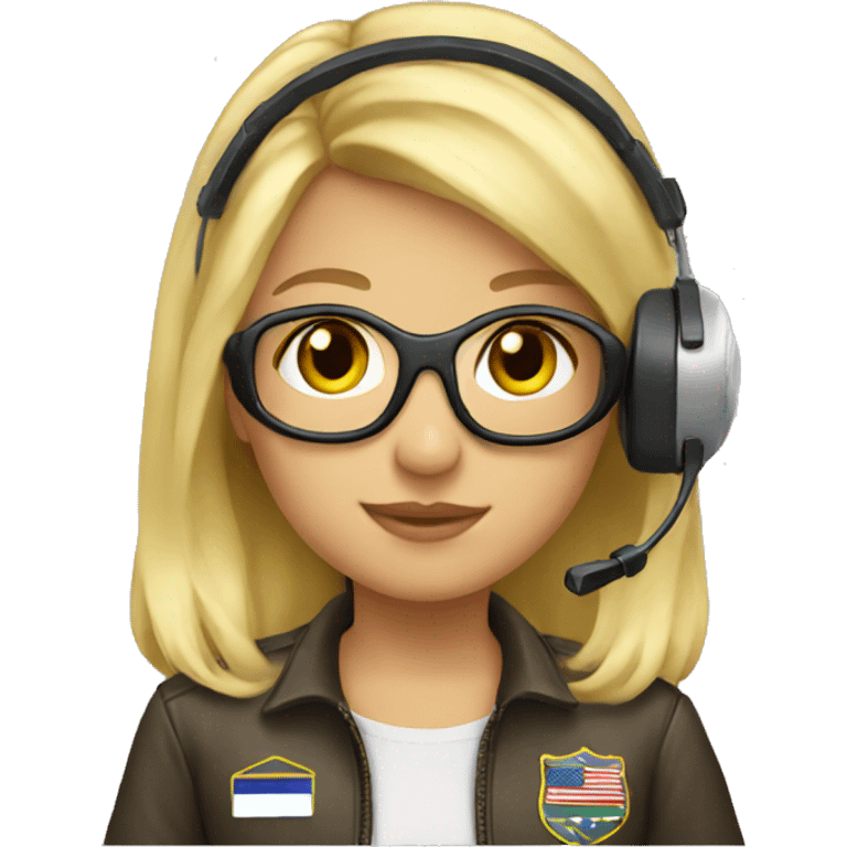 Blonde girl in pilot headset emoji