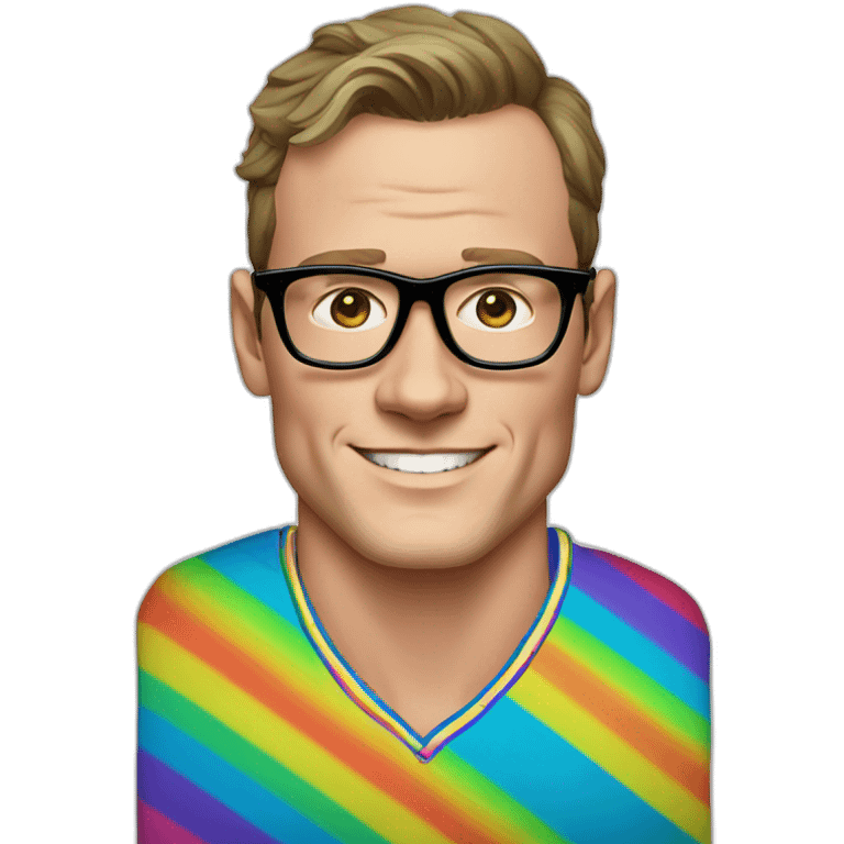 Jonathan Toews wearing glasses and rainbow clothes emoji