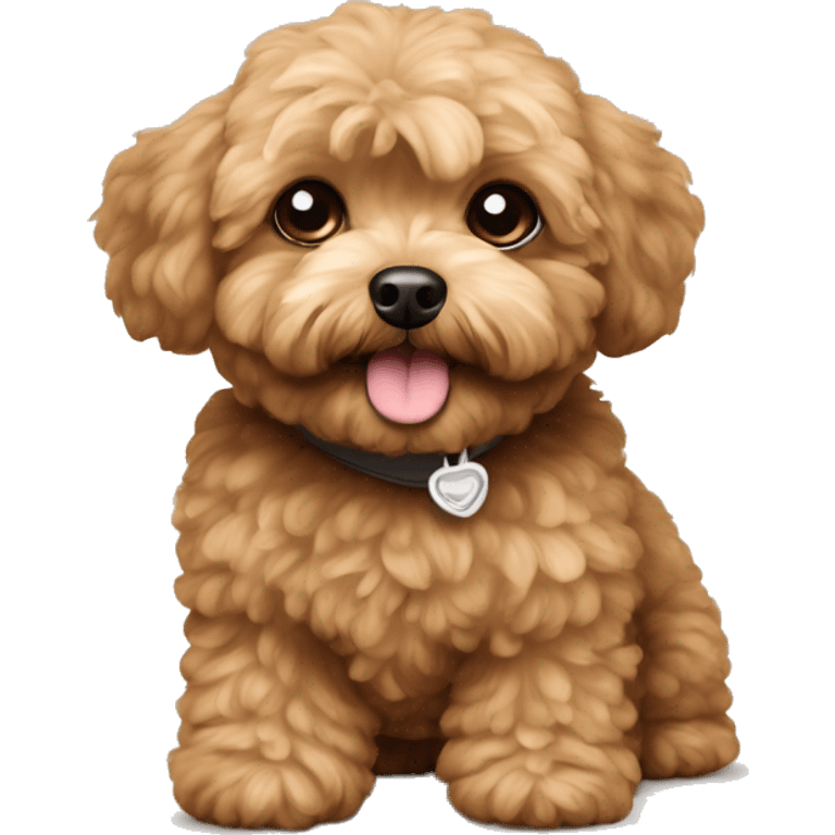 Brown Maltipoo with name “Finik” emoji