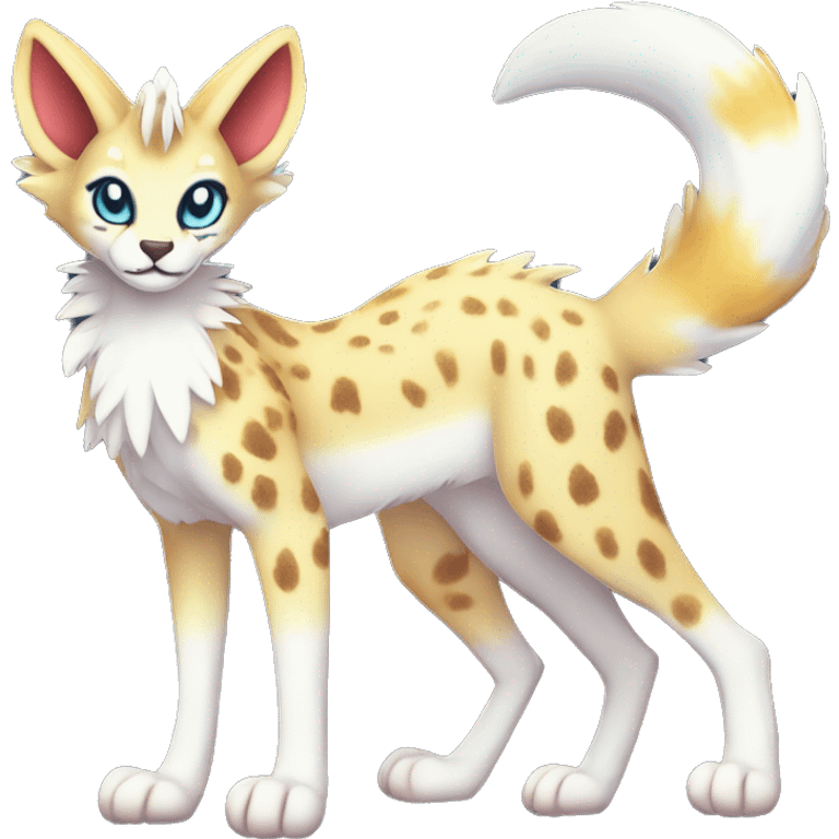 Cute Kawaii Epic Ethereal Sparkly Colorful Sergal-Serval-Vernid full body emoji