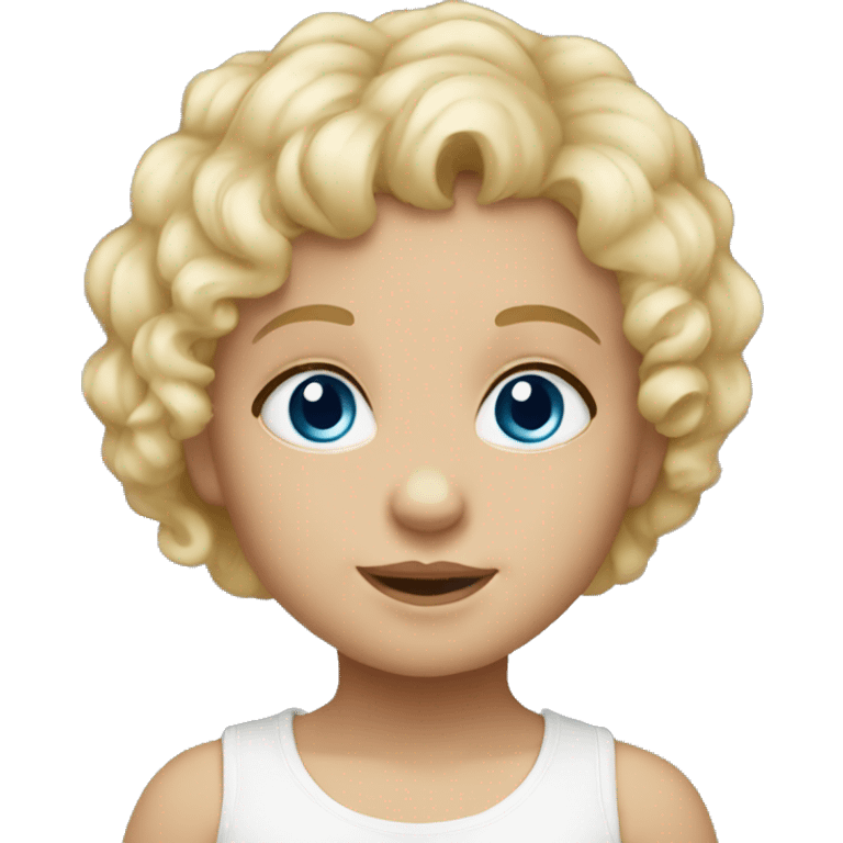 Baby girl with short blonde curly hair and blue eyes white  emoji