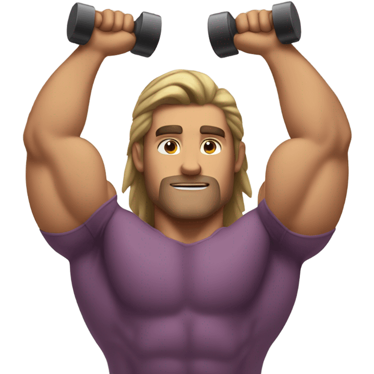 guy training with dumbells behind his head emoji