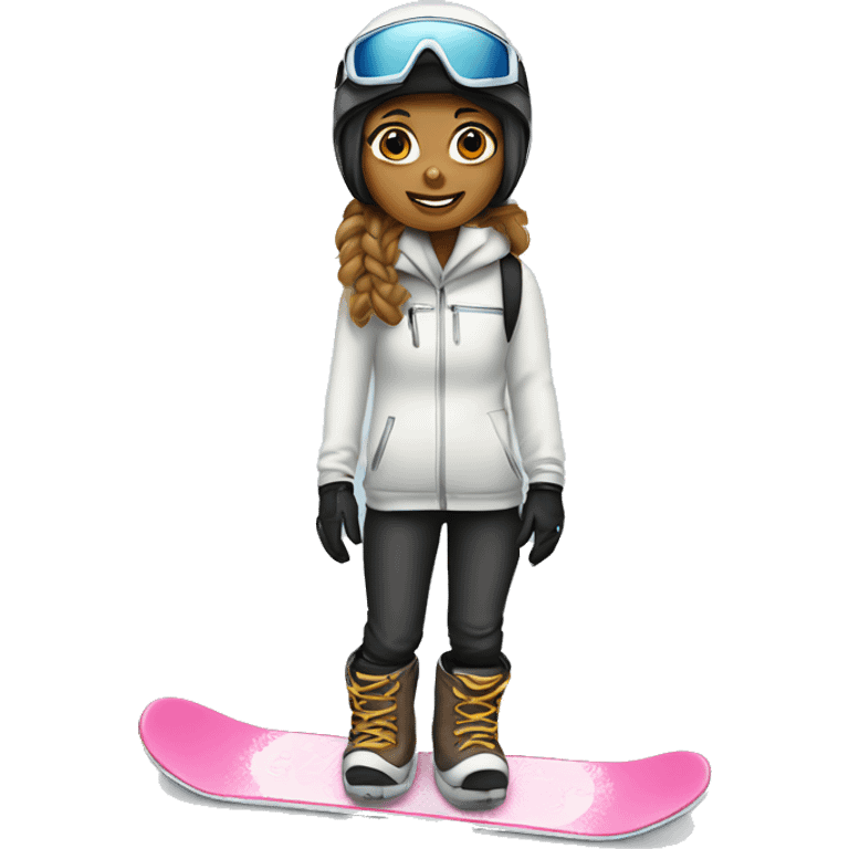 Girl white skin and mini pincher on snowboard emoji