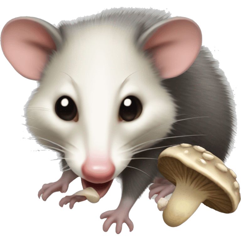 Opossum with mushrooms emoji