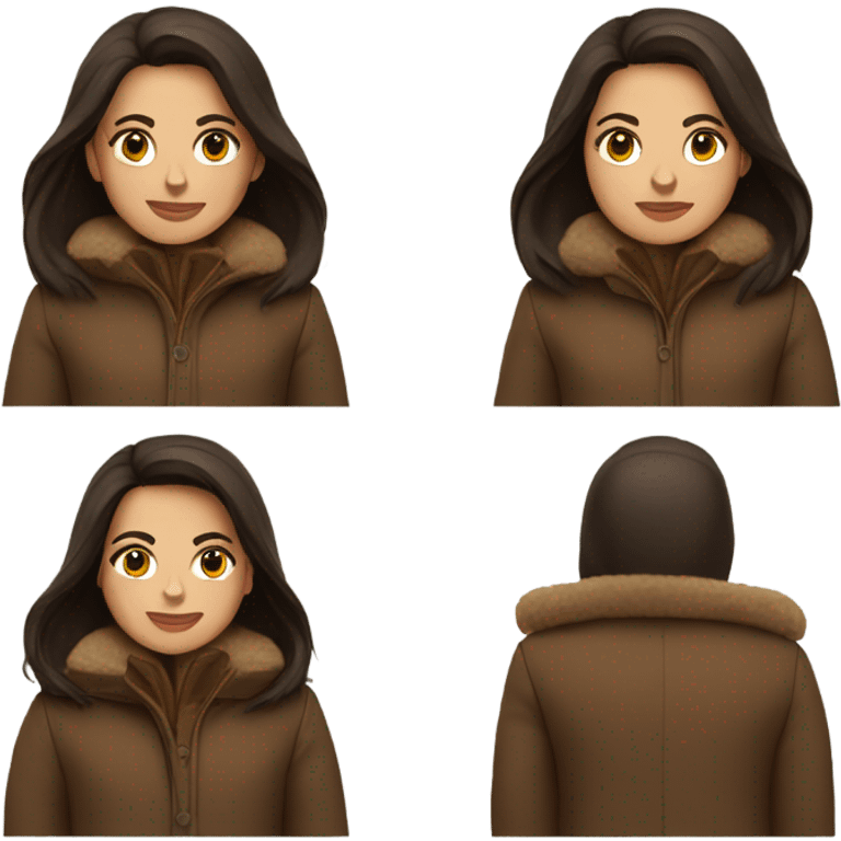 Brunette with a brown winter coat  emoji