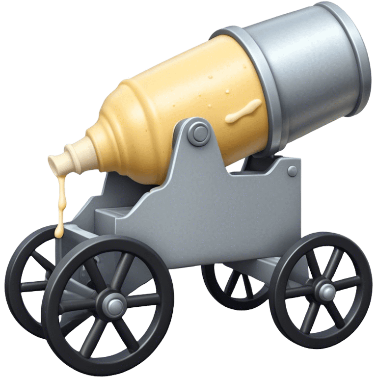 Cannon on wheels that has some mayonnaise dripping out of the front emoji