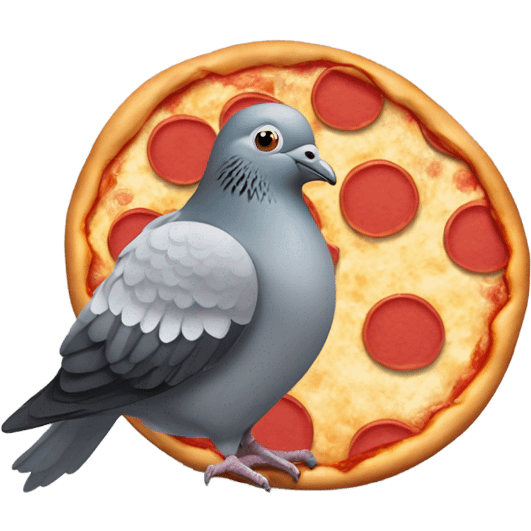 Pigeon holding a pizza emoji