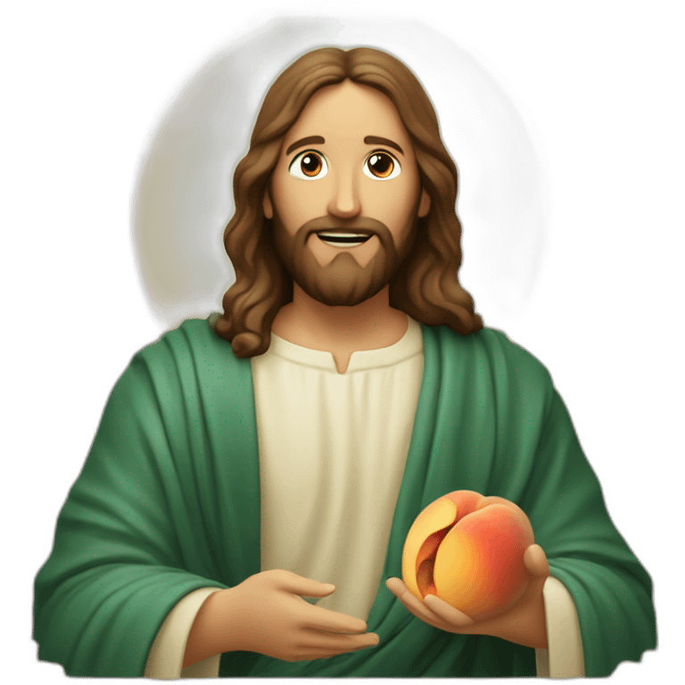 Jesus Christ eating a peach emoji