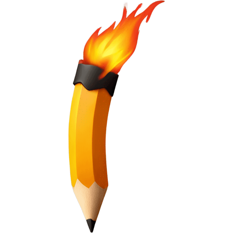 curved pencil on fire emoji