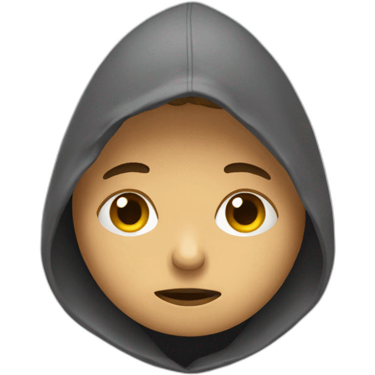 depressed person with a hood emoji