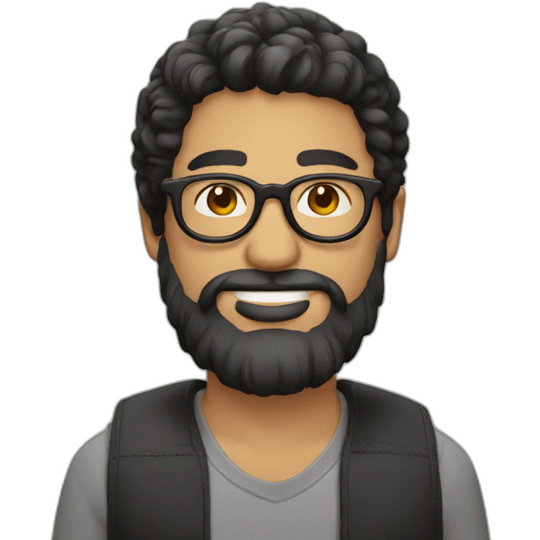 Guy with round glassses and dark hair and beard emoji