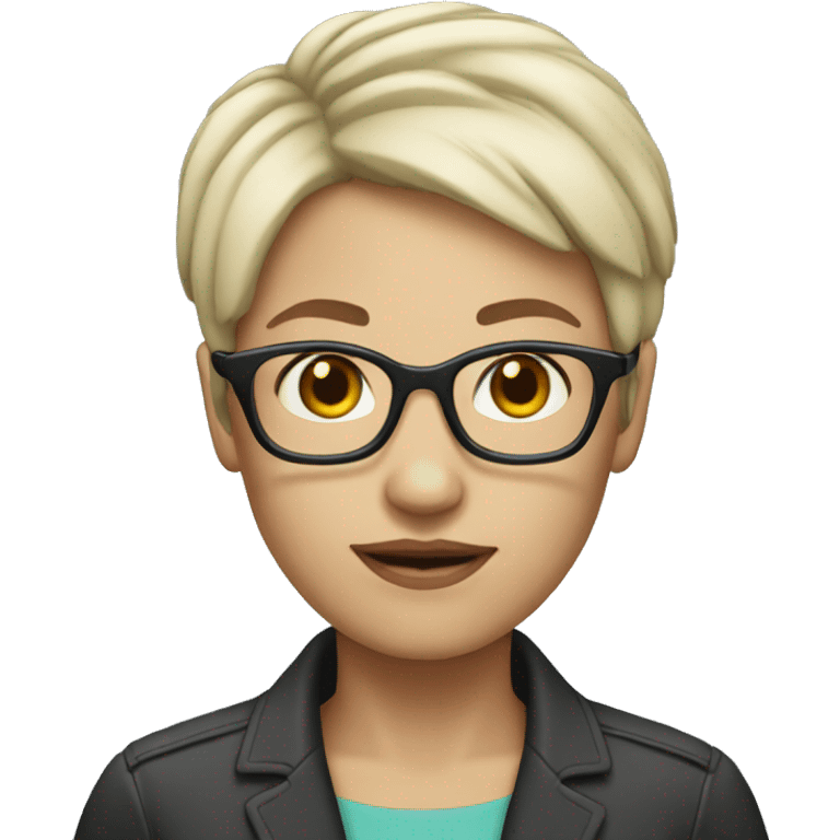 white woman short hair glasses emoji