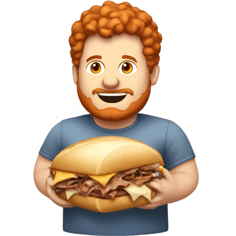 Fat red hair guy eating cheesesteak emoji