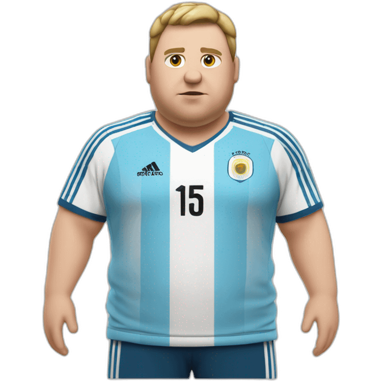 fat obese white man. short hair. Argentina soccer shirt. play soccer emoji