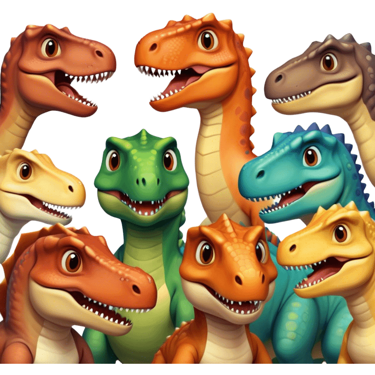 faces of different dinosaurs  emoji