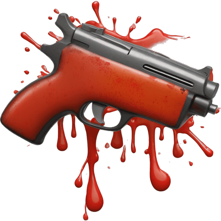 Toy gun with splatters of ketchup on it emoji