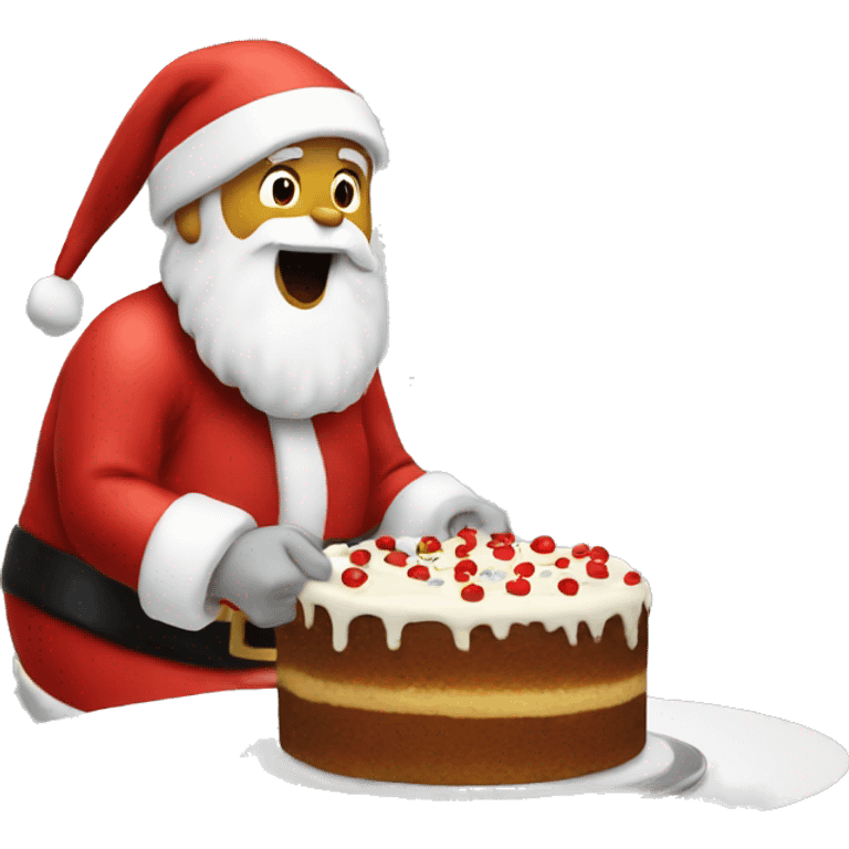 santa eating cake emoji