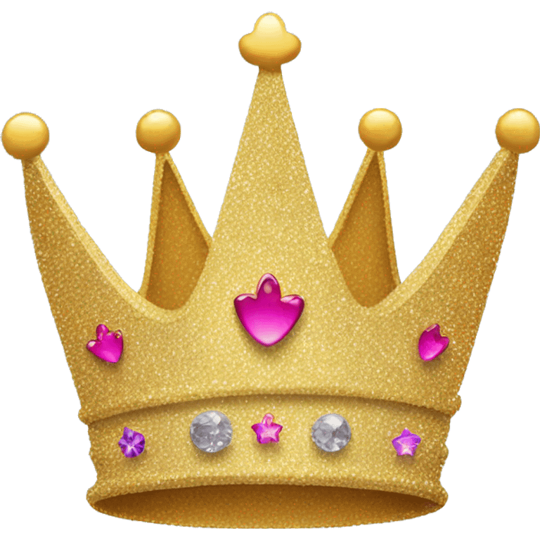 glittery crown with happy emotions on it emoji