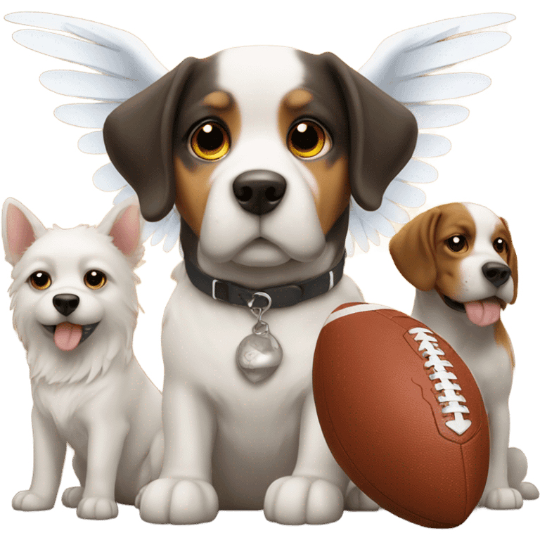 Dogs watching football eating wings emoji