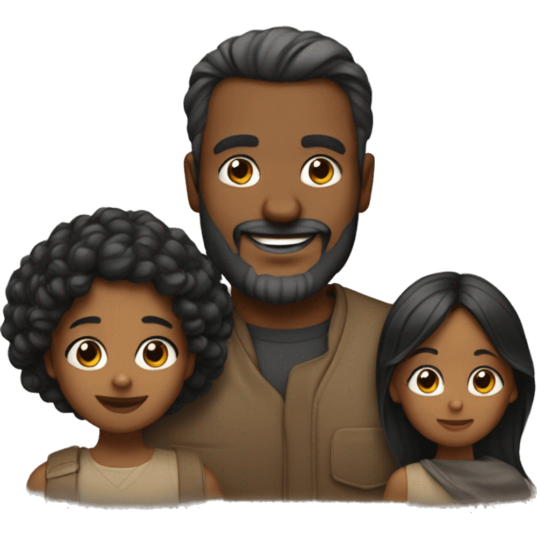 padre sin barba con cabello e hija cabello negro lacio y largo emoji