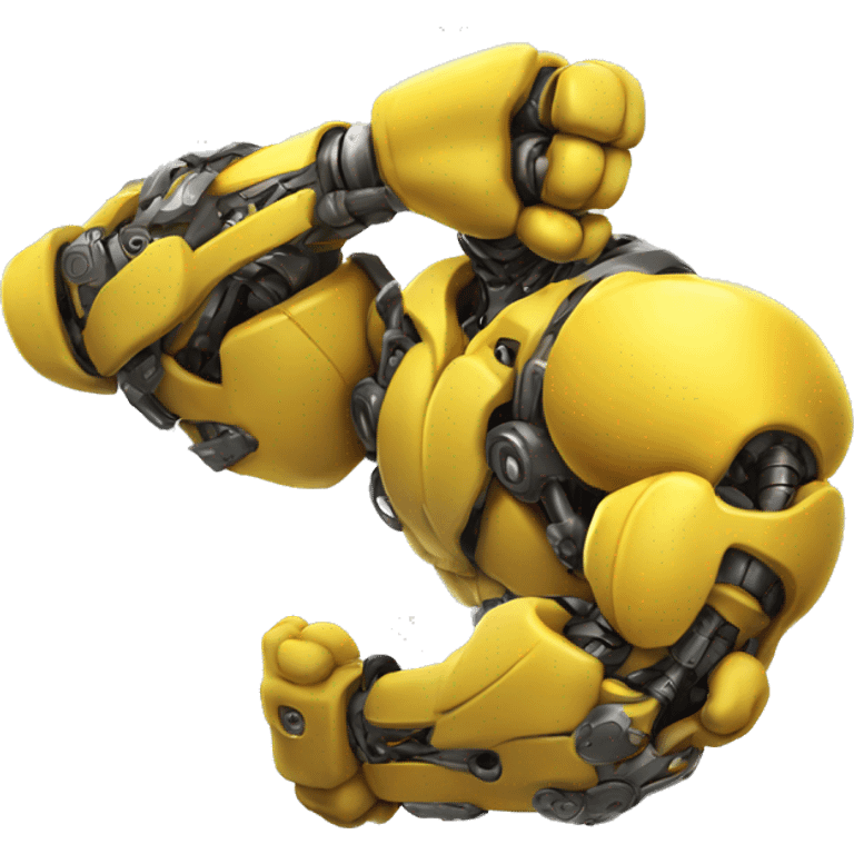 Yellow mechanical cyborg bicep that’s flexing emoji