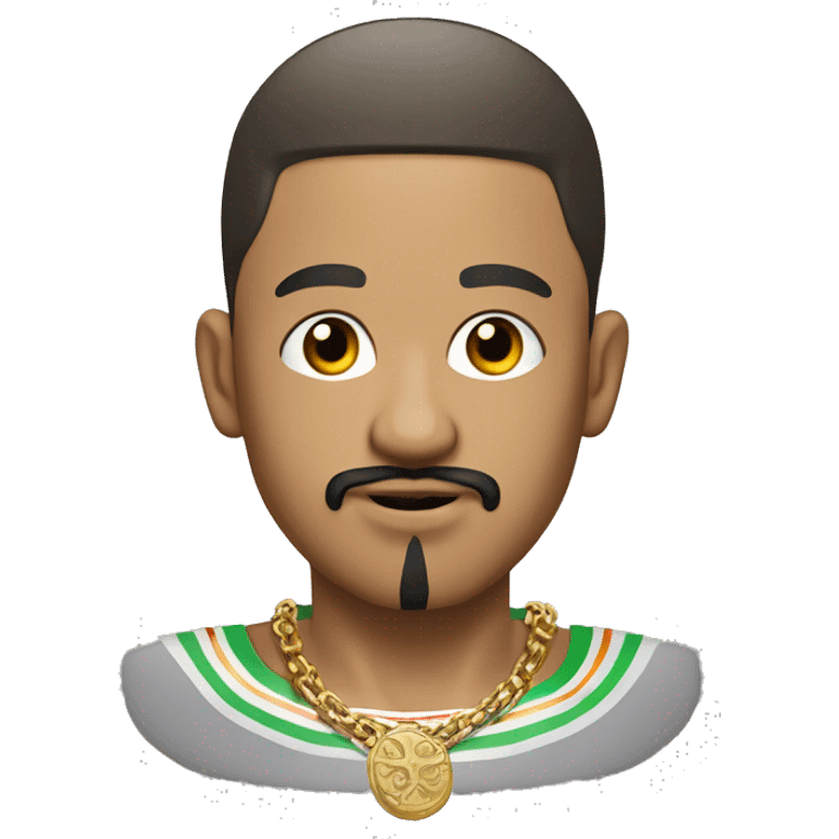 Mexican edger with a bowl cut and goatee with gold chain ￼￼￼ emoji