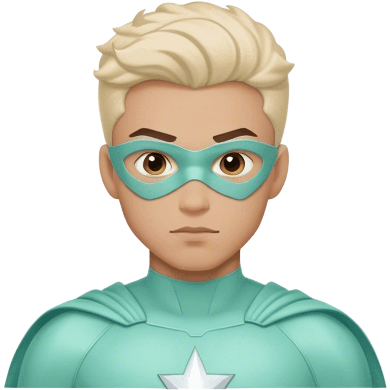 light skin bruneyoung man superhero in pastel mint super hero costume  emoji