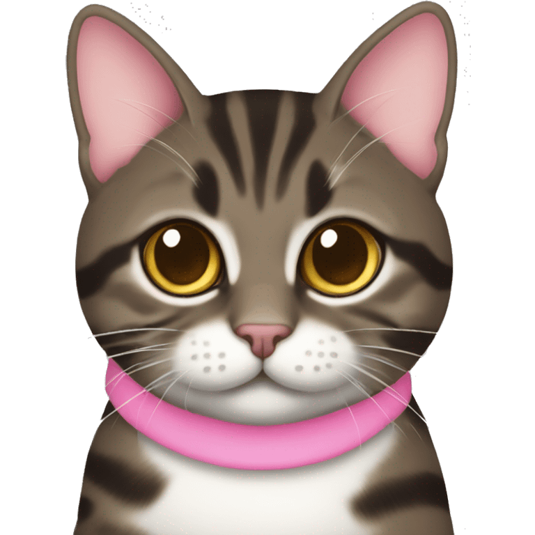  Chubby dark brown tabby pink collar emoji