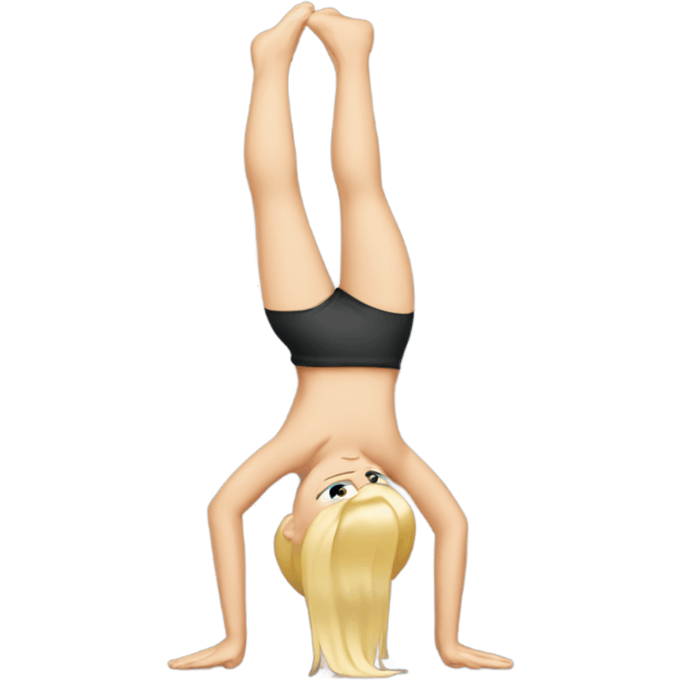 A blond girl who is doing a handstand emoji