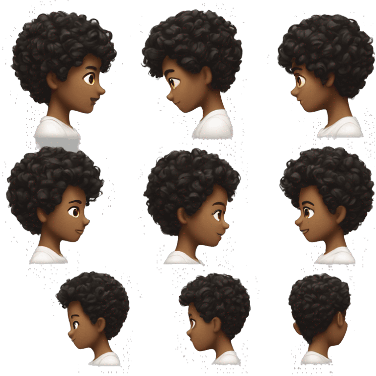 curl dark hair low taper haircut, white skintone emoji