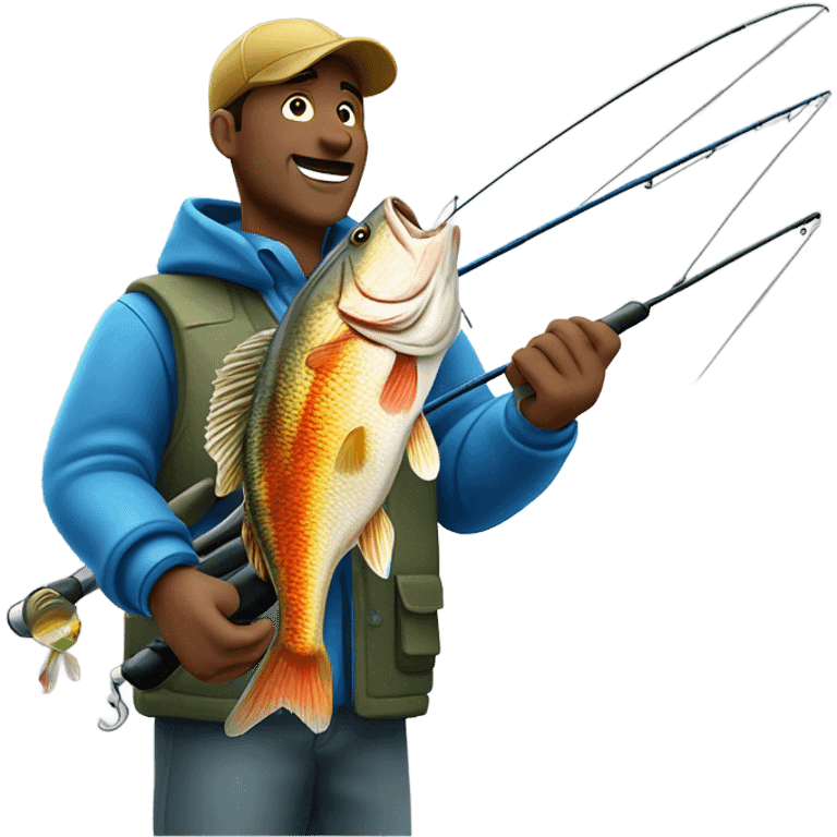 Fisherman catching a bass emoji