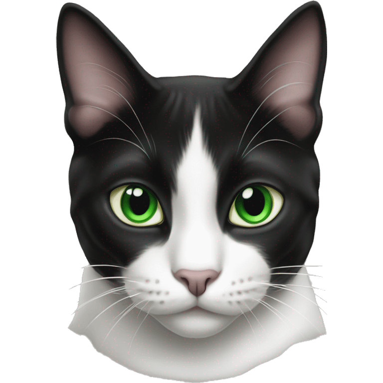 Black and white tuxedo cat with green eyes emoji