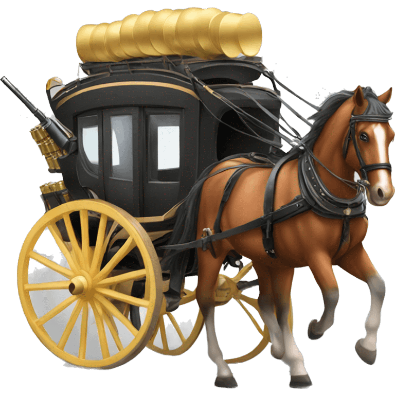 A horse-drawn carriage with ammunition emoji