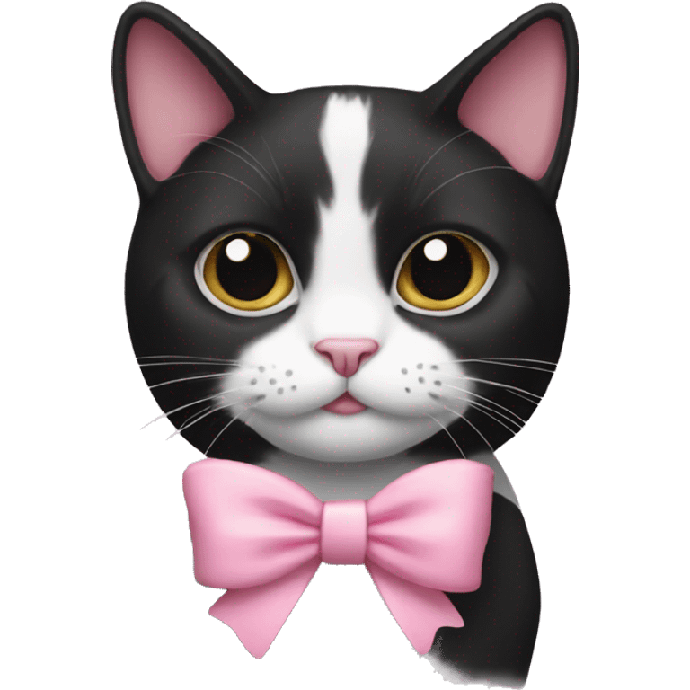 Tuxedo cat with pink bow emoji