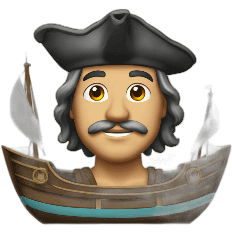 cristopholus columbus in a ship emoji