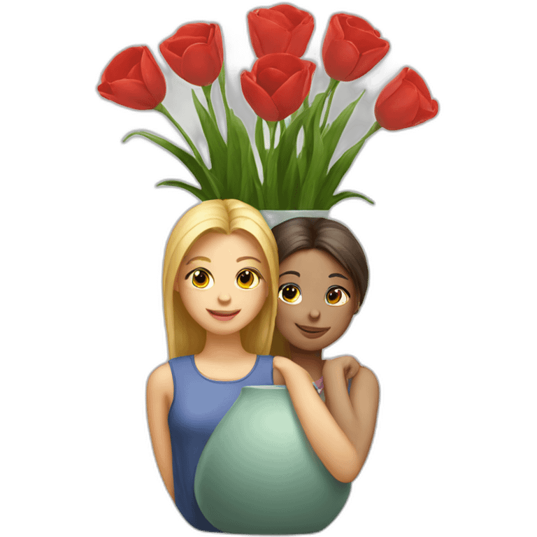 two girls one vase emoji