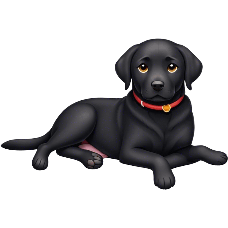 Black lab laying with crossed paws emoji