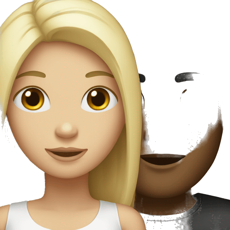 Black hair woman and blond white man  emoji