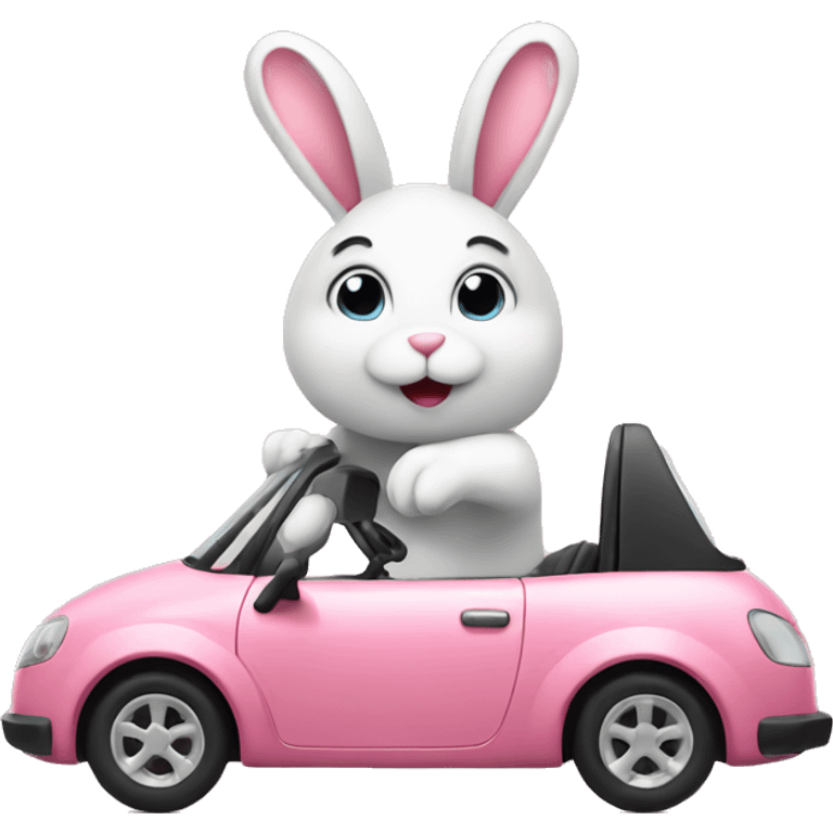 Bunny driving a car in love emoji