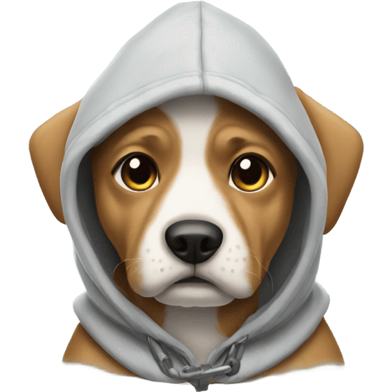 Dog wearing a hoody and harness emoji