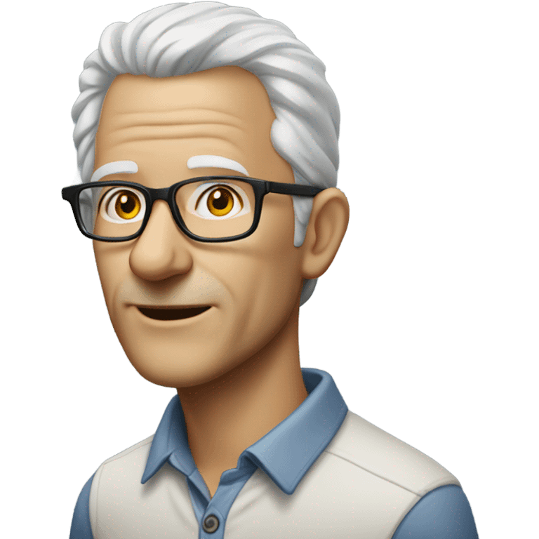 realistic portrait of a Marty with glasses and white thinning hair emoji