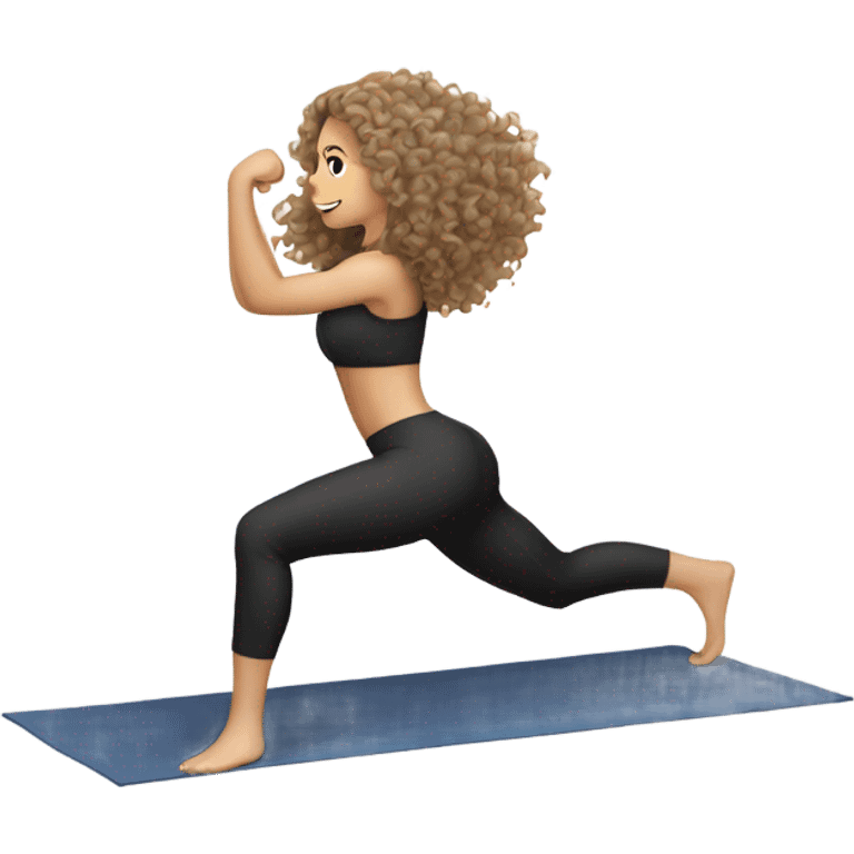 White girl with long curly  hair doing glutes training   emoji